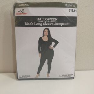 Halloween Costume Black Long Sleeve Jumpsuit Woman New Adult Xl 16-18